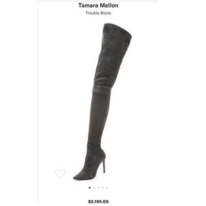 Tamara Mellon Trouble Stretch Grey Boots 36.5